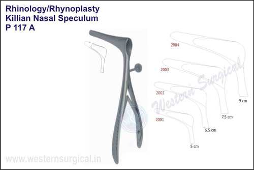 Killian Nasal Speculum - Stainless Steel, 85mm to 120mm Sizes | Polished Finish, Waterproof, Lightweight, Curved Blade, Manual Operation