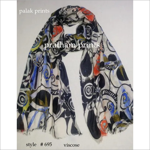 Black & White Viscose Digital Printed Scarves