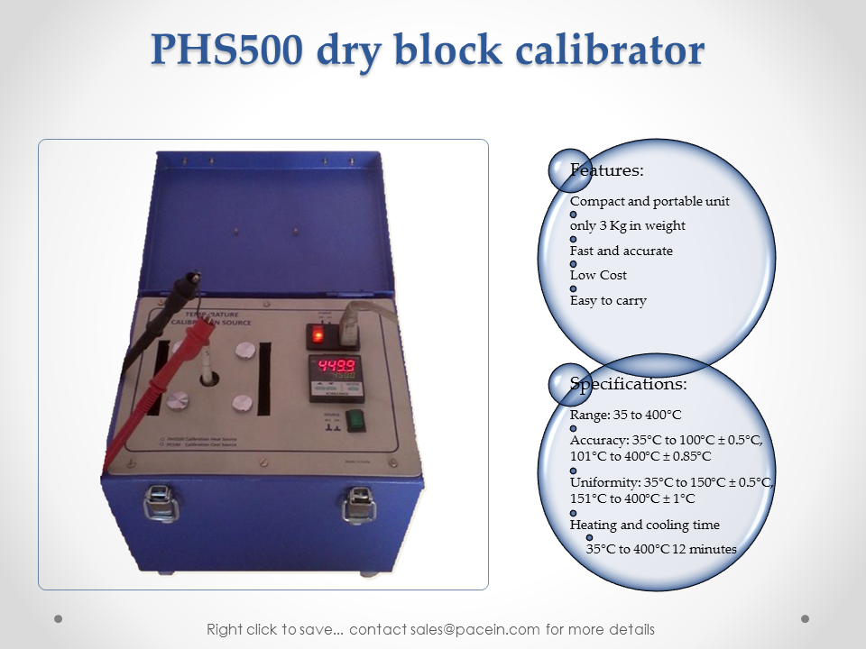 Phs500 Dry Block Calibrator Range: 35 To 400 A C