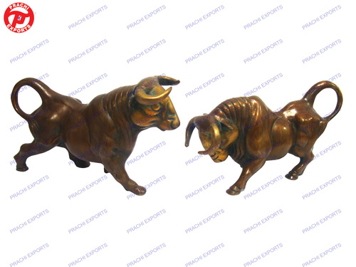 Bull Fighting Face Down (Two Pcs) - Brass Idol 228.6mm, Golden Finish | Eco-Friendly, Easy to Clean, Hygienic, Recyclable, Fireproof Standard