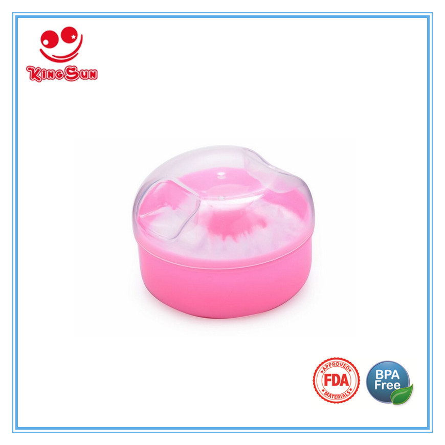 Yellow Bpa Free Plastic Baby Powder Puff Container