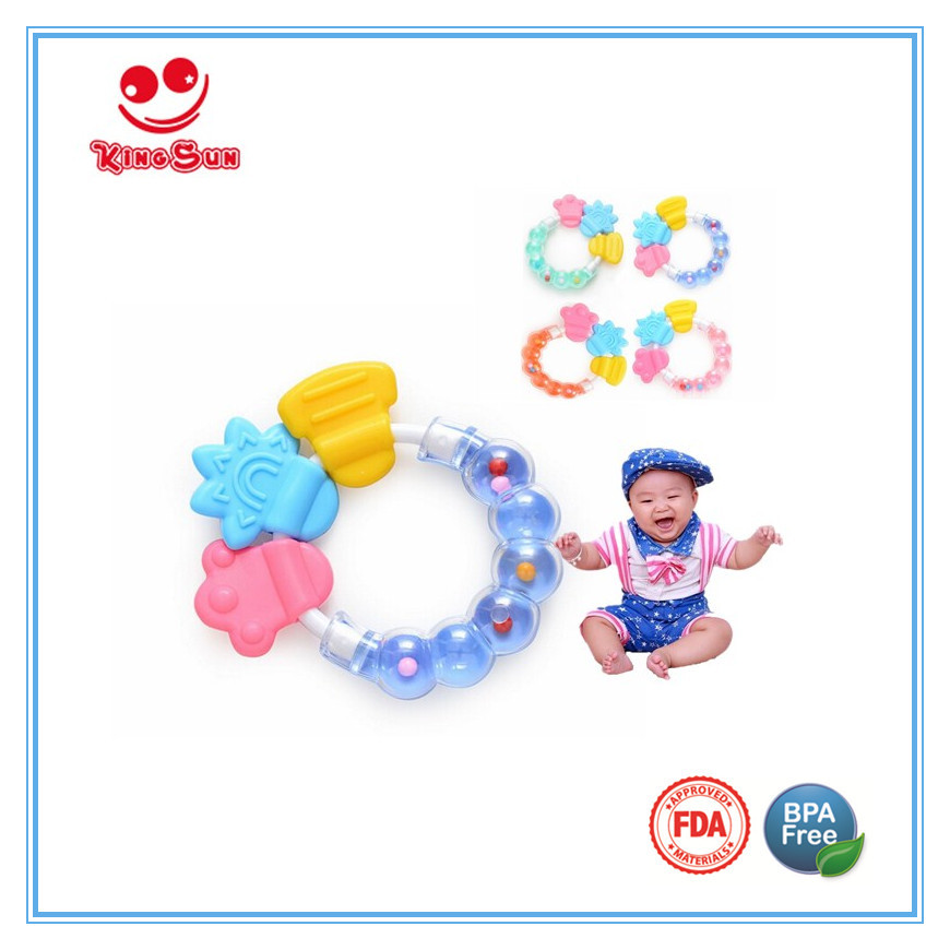 Funny Rattle Silicone Baby Teether Toy - Custom Molded Food Grade Silicone, Dishwasher Safe , Non-toxic Bpa-free Design