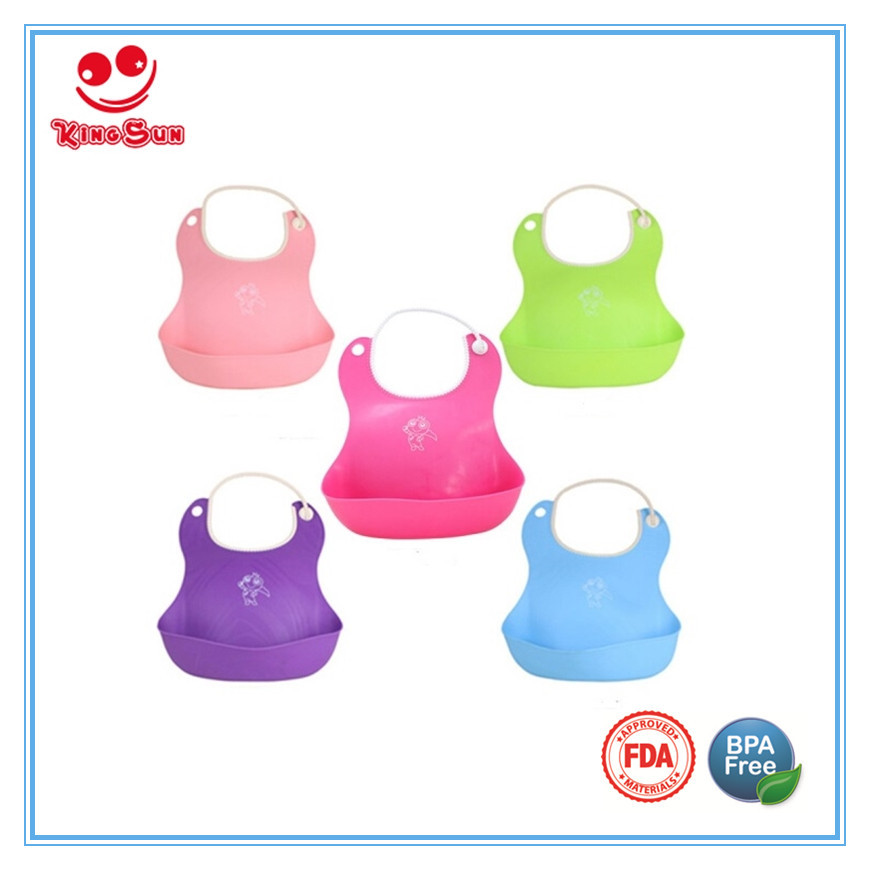 Pink Bpa Free Water-proof Soft Baby Bibs
