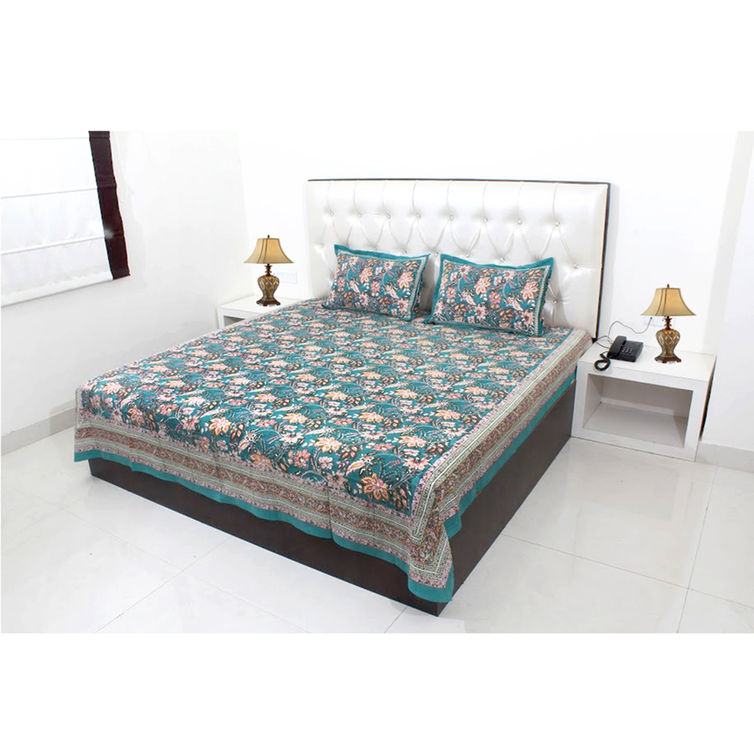 Fresh Aqua Cotton Single Bed Sheet