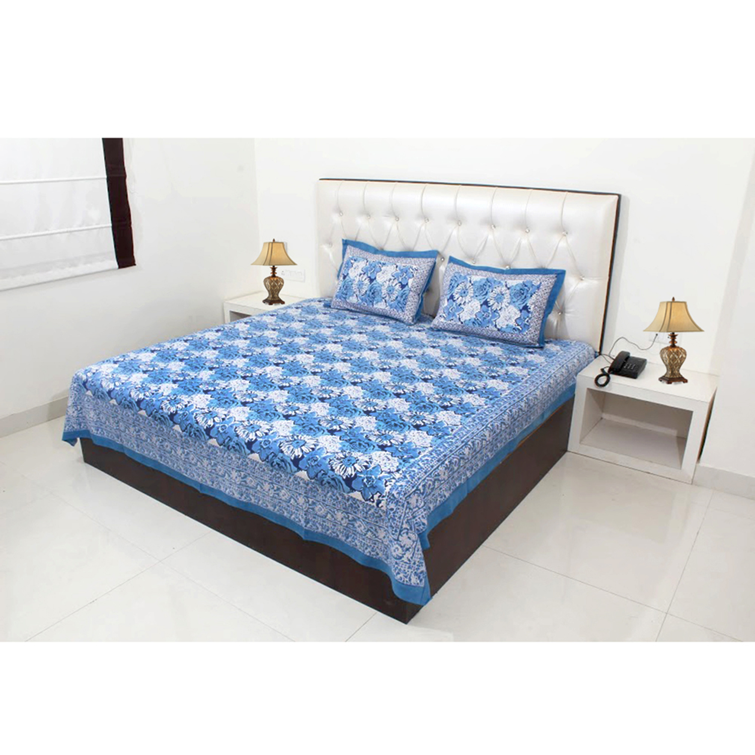 Cotton Printed Bed Sheets - 100% Cotton, 2 Pillowcases | Premium Quality, Handcrafted Design, Ideal For Home And Hotels