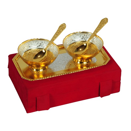 गोल्ड प्लेटेड ब्रास मिनी बाउल कैप्सूल सेट