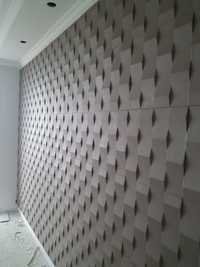 WEDECOR सजावटी एंटी-शॉक ध्वनि अवशोषक कढ़ाई किया हुआ नकली चमड़े का टाइल