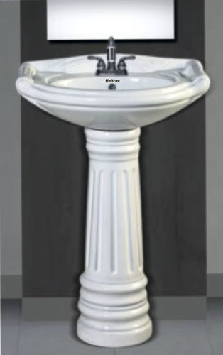 Rajwadi Set Pedestal Wash Basin - Color: White