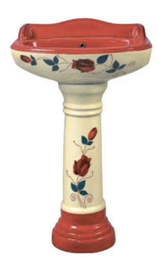 Ceramic Printed Pedestal Wash Basin