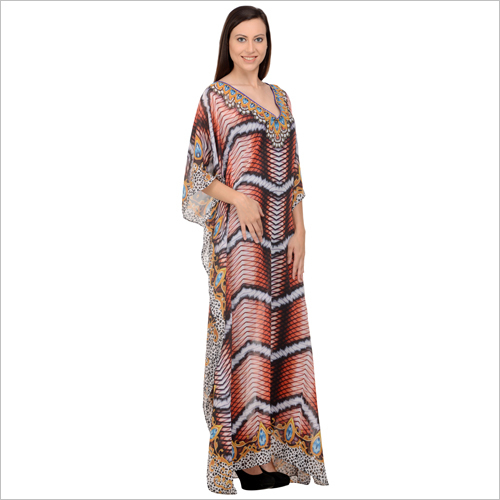 Cotton Kaftan - 100% Cotton, Maxi Size, Multicolored | Soft Texture, Alluring Printed Patterns, V-neck, Long Sleeves, Comfortable Wear