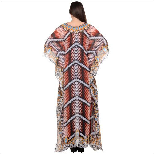 Cotton Kaftan - 100% Cotton, Maxi Size, Multicolored | Soft Texture, Alluring Printed Patterns, V-neck, Long Sleeves, Comfortable Wear