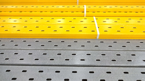 FRP Perforated Cable Tray - 3-4mm Thickness, Yellow Color | Corrosion Resistant, Lightweight, Non-Conductive, Impact Resistant, UV Resistant, Maintenance Free, Long Life Cycle, Easy Installation
