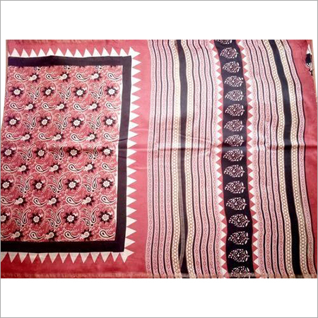 कलमकारी ब्लॉक प्रिंटेड चंदेरी रेशम की साड़ी