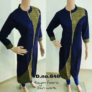 Fancy Kurti Rayon Material, 3/4 Sleeve Style - Color: All Color
