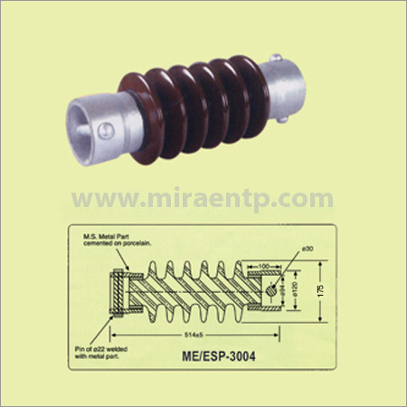 Shaft Insulator 120 KV - Porcelain, 10-20 mm Thickness, Brown Color, Round Shape, Polished Surface Treatment | Electric Use, Voltage Range 110-440 Volt