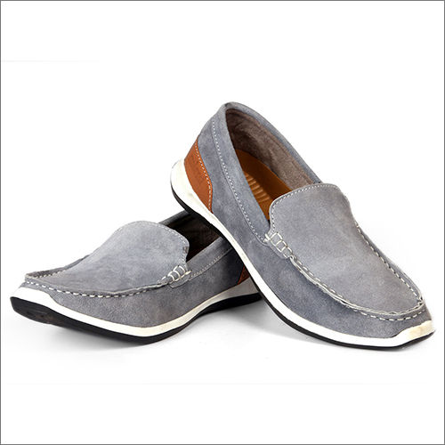 Molessi Men's Gray Leather Loafer Shoes