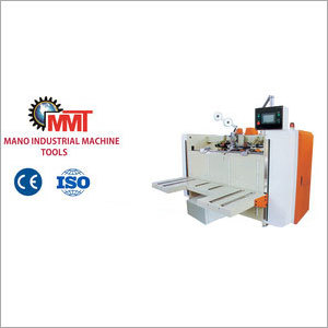 White And Orange Semi Auto Box Stitching Machine