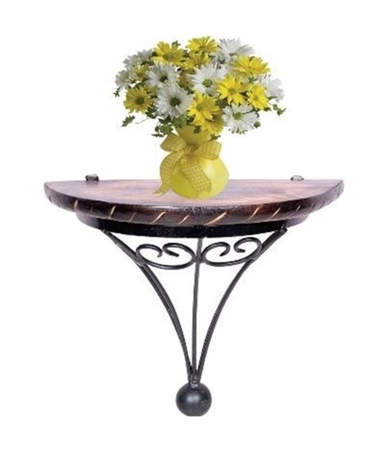 देसी कारीगर लकड़ी और रॉट आयरन का फैंसी वॉल ब्रैकेट