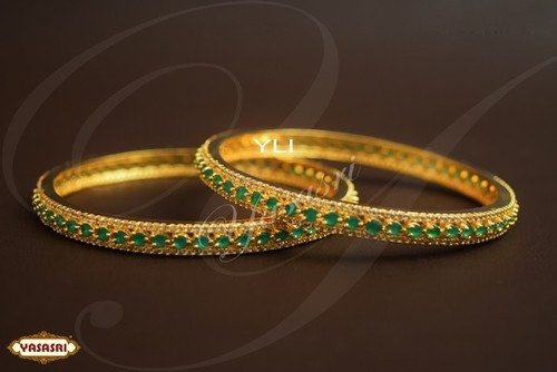 Golden Green Stone Bangles