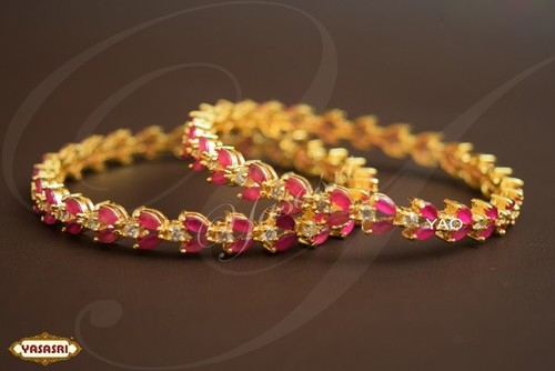 Golden Ruby Stone Bangles