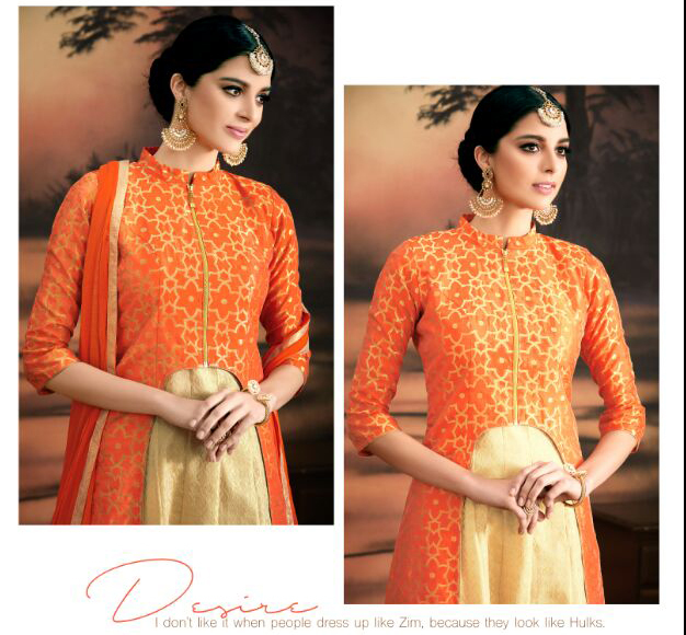 Orange Designer Georgette Saree With Heavy Blouse - Jacquard Silk, 6.3 Meter Length, Embroidered Pattern | Unique Handcrafted Ethnic Wear