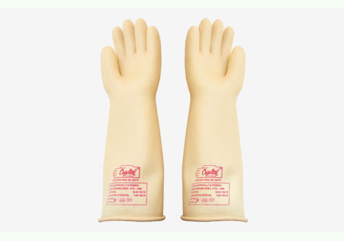 Electrical Rubber Hand Gloves - Latex, 14 Inches, Natural Color | 33 Kv Heat Resistance, Shock Proof, Full Fingered, Heavy Weight 250 Gm