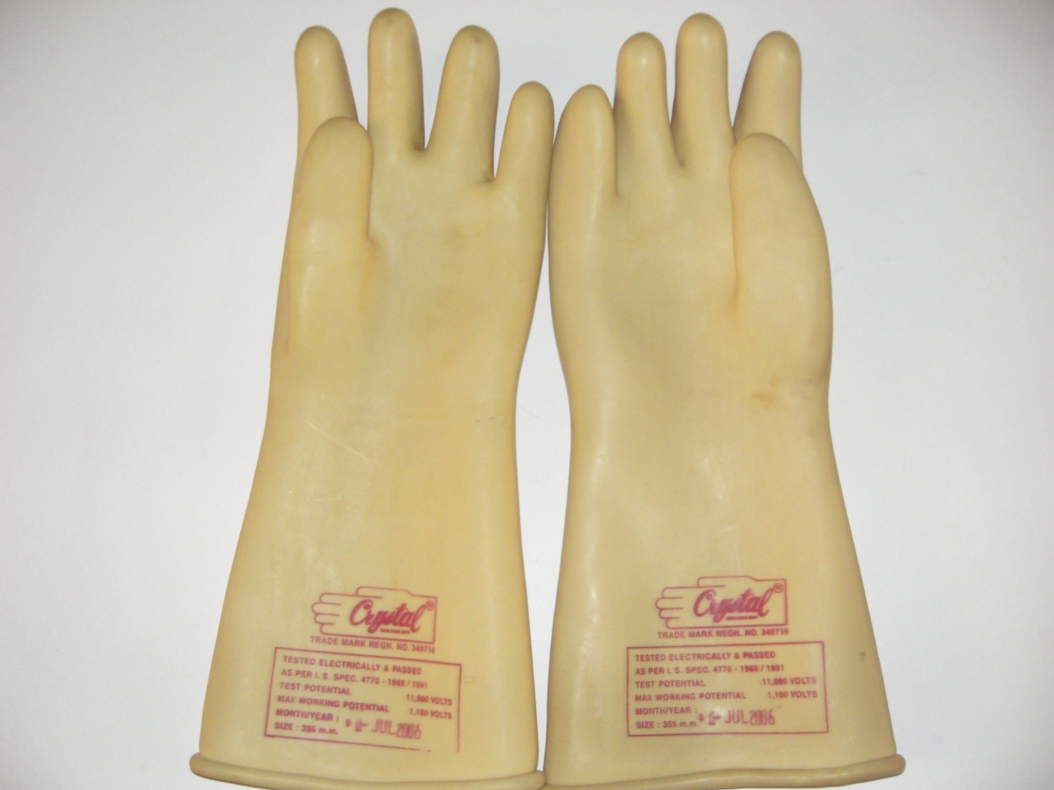 Electrical Rubber Hand Gloves - Latex, 14 Inches, Natural Color | 33 Kv Heat Resistance, Shock Proof, Full Fingered, Heavy Weight 250 Gm