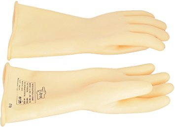 Electrical Rubber Hand Gloves - Latex, 14 Inches, Natural Color | 33 Kv Heat Resistance, Shock Proof, Full Fingered, Heavy Weight 250 Gm