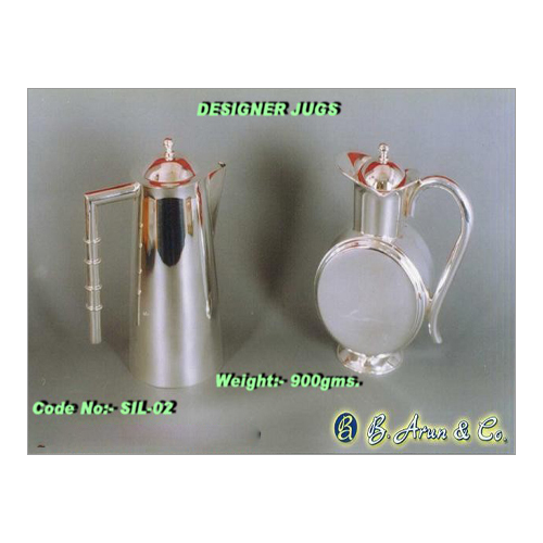 Silver Plated Jug - Metal, Small to Large Sizes | Silver and Red Finish, Elegant Design