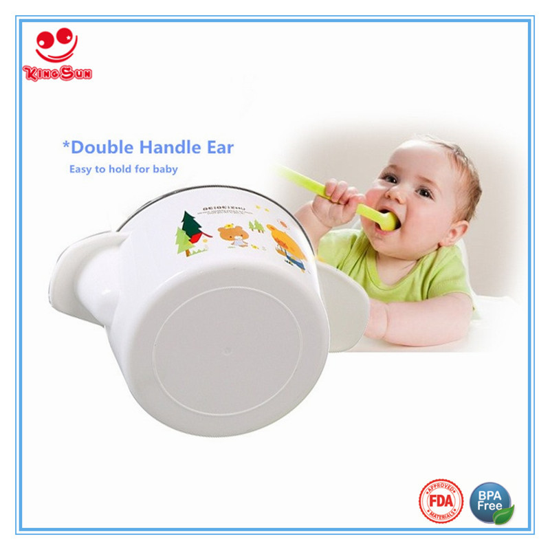 Blue Stainless Steel Plastic Water Injection Thermos Bowl For Baby