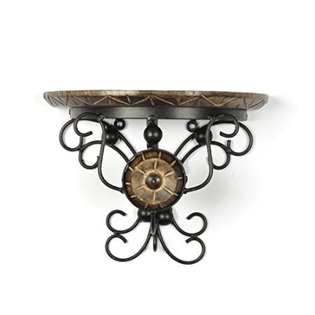 देसी कारीगर लकड़ी और रॉट आयरन हाथ से नक्काशीदार बड़ा वॉल ब्रैकेट