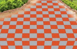 लाल और सफेद पार्किंग टाइलें