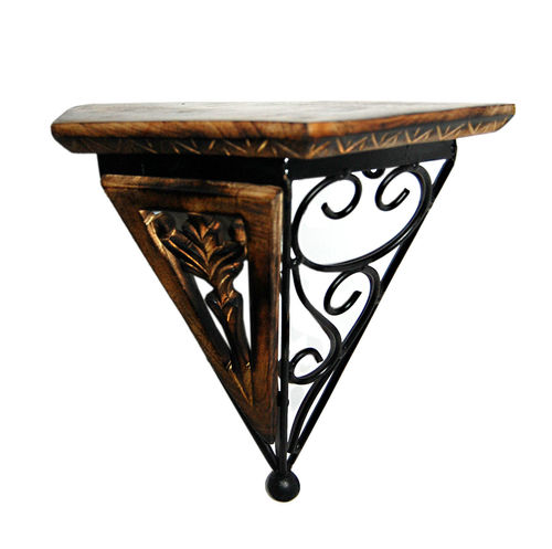 देसी कारीगर सुंदर लकड़ी और रॉट आयरन नया फैंसी वॉल ब्रैकेट