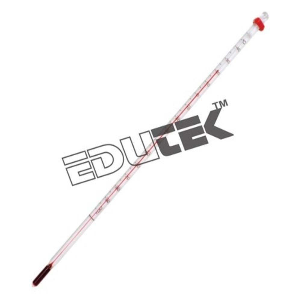 Glass Thermometer - Glass, 305mm Total Immersion Length, Red Spirit Fill, 0°C to 100°C Range | Portable, Analog Scale Display, 1-Year Warranty