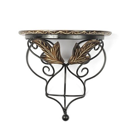 Desi Karigar wood & wrought iron hand carved leaf design wall bracket