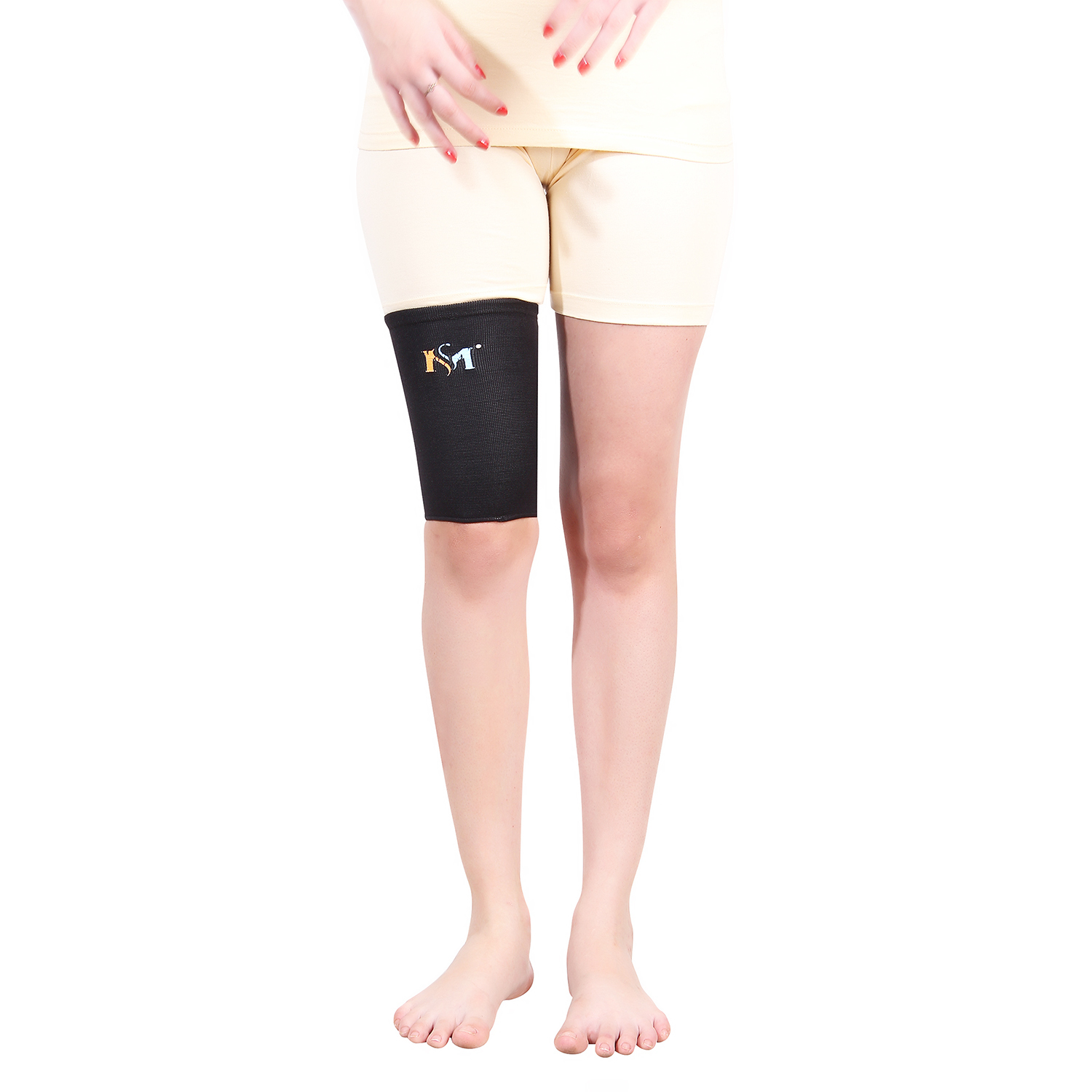 Thigh Support - Neoprene, Approximately 6 Inches Above Knee, Black | Strong Compression, Four-way Stretch, Breathable Comfort, Mild Support