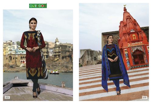Anarkali Salwar Kameez - Cotton Silk, Blue and Red Printed Design | Short Sleeves, Washable, Dry Cleanable for All Seasons
