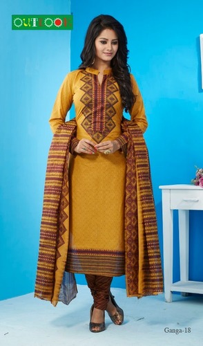 Yellow And Brown Printed Salwar Kameez