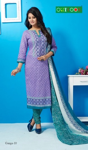 Purple And Sky Blue Cotton Salwar Suits