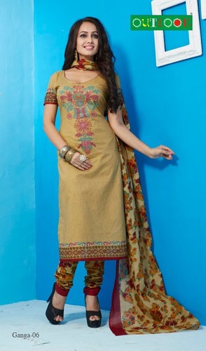 Cream Cotton Embroidery Suit