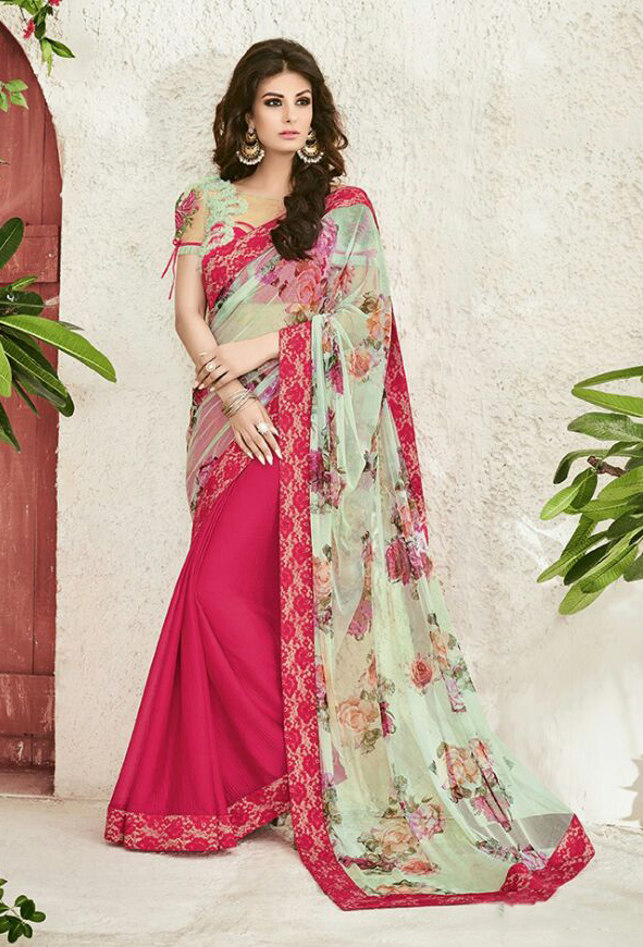Bollywood Wonderful Blue Georgette Printed Saree