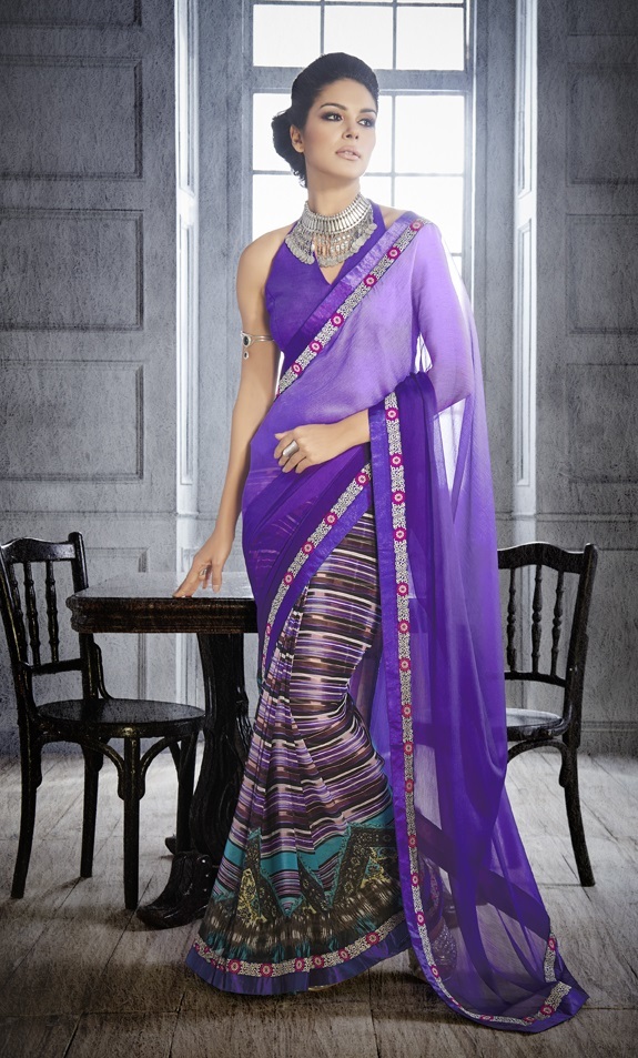Bollywood Wonderful Blue Georgette Printed Saree