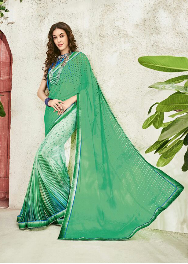 Bollywood Wonderful Blue Georgette Printed Saree