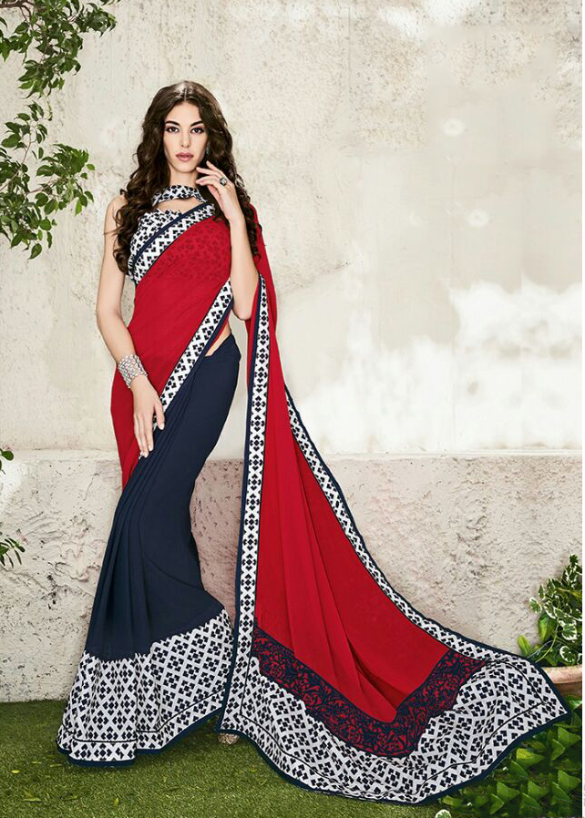 Bollywood Wonderful Blue Georgette Printed Saree