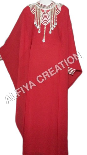 Full Sleeves Fancy Kaftan - Georgette Fabric, 1524 mm Length | Gold Stone Work, Free Size with Inner Lining, Washable and Plus Size