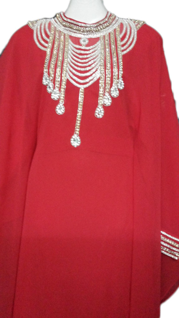 Full Sleeves Fancy Kaftan - Georgette Fabric, 1524 Mm Length | Gold Stone Work, Free Size With Inner Lining, Washable And Plus Size