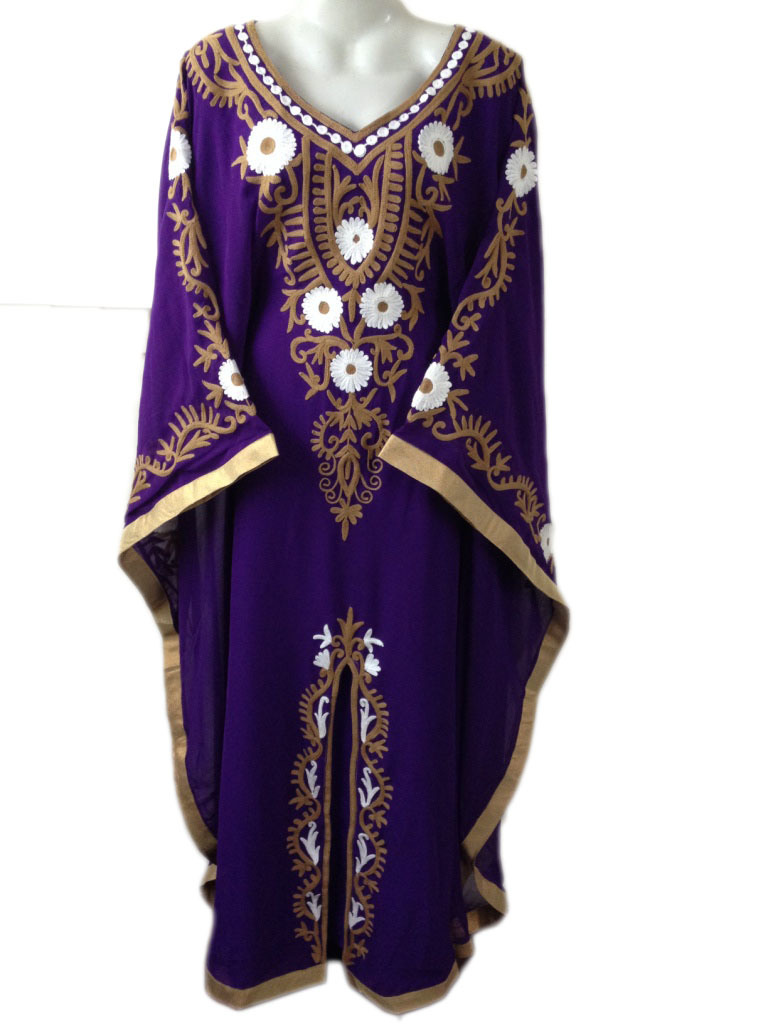Long Sleeves Embroidered Jalabiya Kaftan Bust Size: Free Size Inch (In)