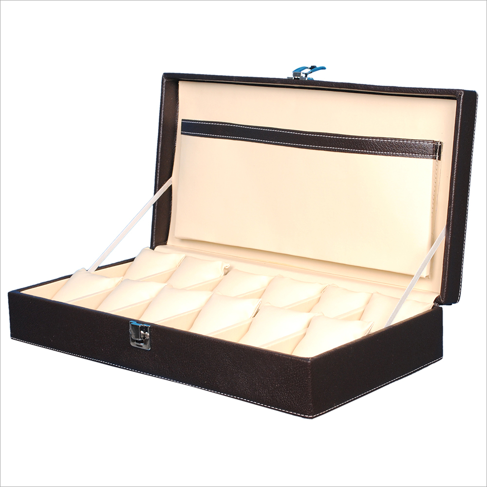 Cases Fico  Brown Watch Box For 12 Watches
