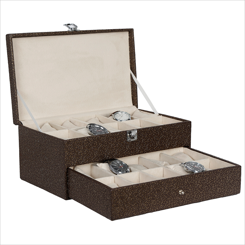 Cases Hard Craft Golden-Brown Watch Boxes For 20 Watches