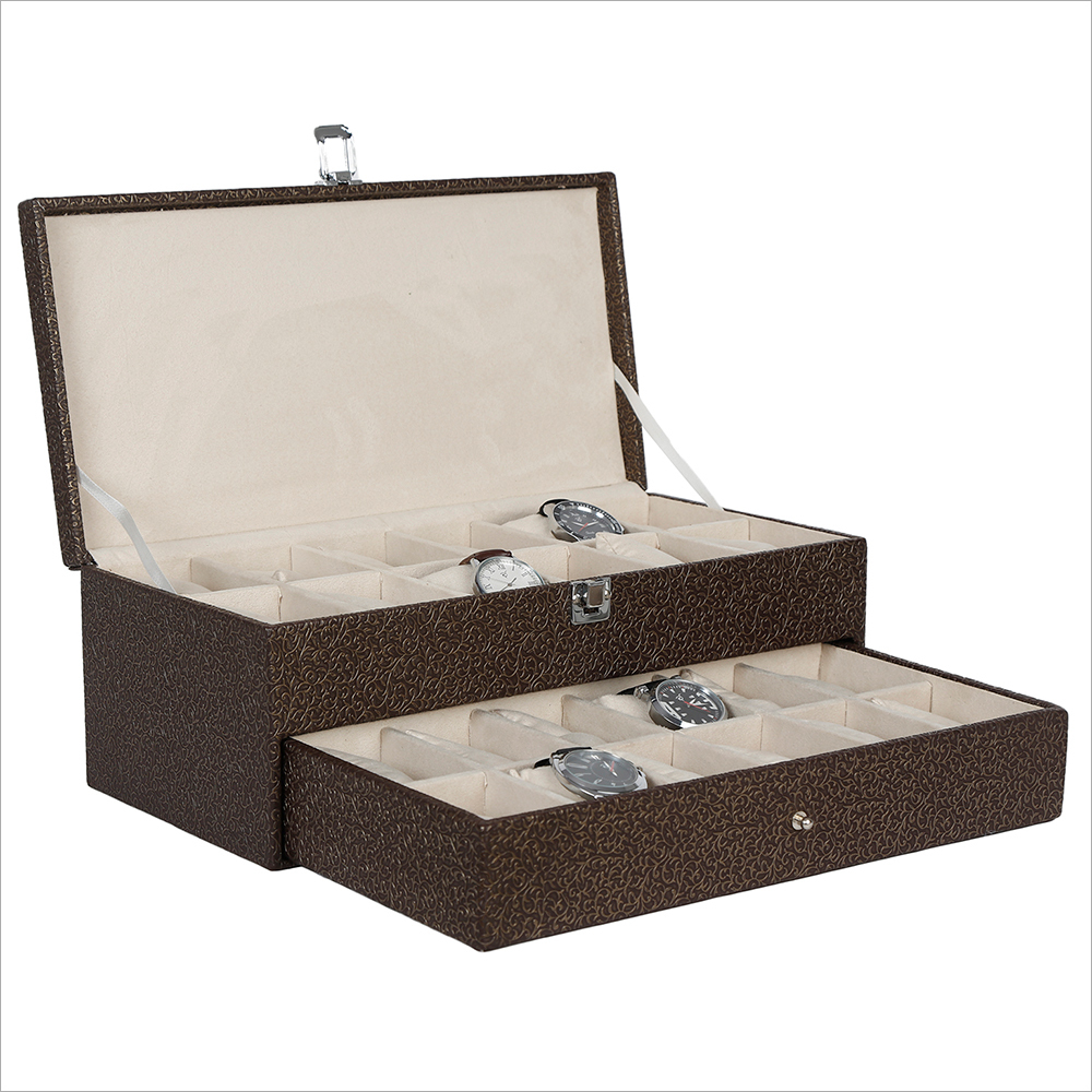 Cases Hard Craft Golden-Brown Watch Boxes For 24 Watche